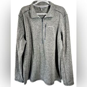 Eddie Bauer Pullover Men’s XLT Gray 1/4 Zip Radiator Fleece Sweater Outdoor EUC